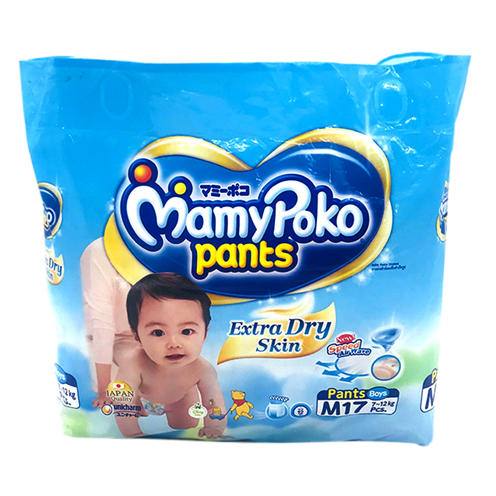 Mamy Poko Diaper Pants Extra Dry Skin 17's SizeM (Boys)